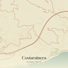 Fototapeta premium Vintage map of Costarainera, Italy.