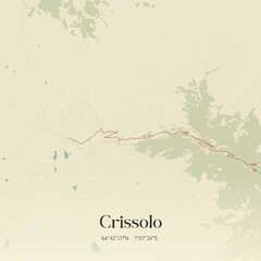 Obraz premium Vintage map of Crissolo, Italy.