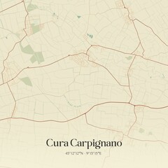 Obraz premium Vintage map of Cura Carpignano, Italy.