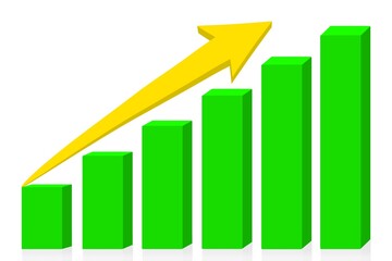 business graph on white, business graph with arrow, business graph, business chart with arrow, diagram, business icon, bussines sign, bussines element, diagram element, finance element, icon, sign, 3d