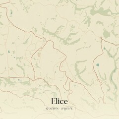 Vintage map of Elice, Italy.