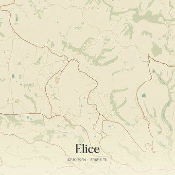 Vintage map of Elice, Italy.