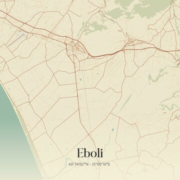 Vintage map of Eboli, Italy.