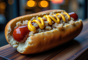 New York Hot Dog with Sauerkraut and Mustard