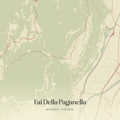 Fototapeta premium Vintage map of Fai Della Paganella, Italy.