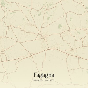 Vintage map of Fagagna, Italy.