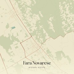 Vintage map of Fara Novarese, Italy.