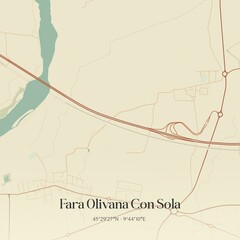 Vintage map of Fara Olivana Con Sola, Italy.