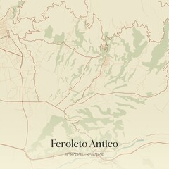 Vintage map of Feroleto Antico, Italy.