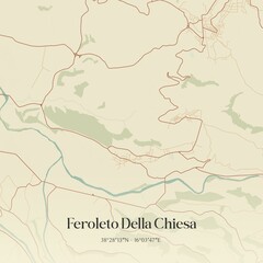 Vintage map of Feroleto Della Chiesa, Italy.