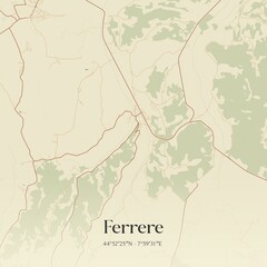 Vintage map of Ferrere, Italy.