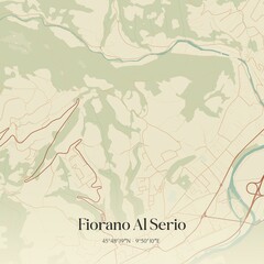 Vintage map of Fiorano Al Serio, Italy.