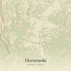 Vintage map of Firenzuola, Italy.