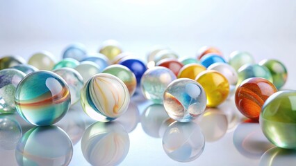 Delicate collection of translucent marble balls in a soft