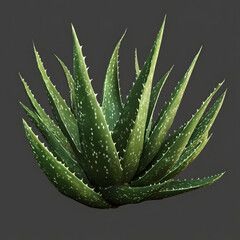 Fototapeta premium Close-Up of Aloe Vera Plant with Thick, Fleshy Leaves Against Dark Background
