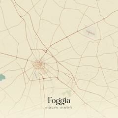 Vintage map of Foggia, Italy.