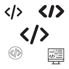 Coding, letter, word, text, alphabet, web, letters, illustration, set vector design icon symbol set 