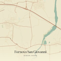 Vintage map of Fornovo San Giovanni, Italy.