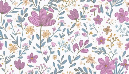 Elegant Seamless Pattern with Tiny Florals on White Background Perfect for Wrapping Paper, Scrapbooking, Textile Design, or Home Decor Inspiration