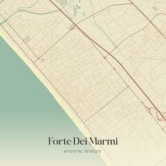 Vintage map of Forte Dei Marmi, Italy.