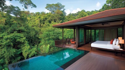 Fototapeta premium Luxurious Jungle Villa with Private Infinity Pool