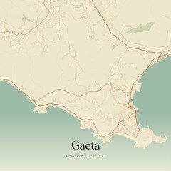 Vintage map of Gaeta, Italy.