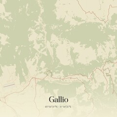 Vintage map of Gallio, Italy.