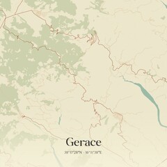 Vintage map of Gerace, Italy.
