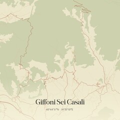 Vintage map of Giffoni Sei Casali, Italy.