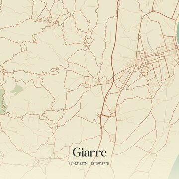 Vintage map of Giarre, Italy.