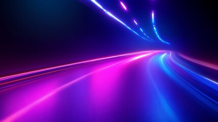 Neon Lights Illuminate A Futuristic Highway Tunnel