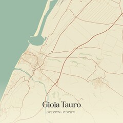Vintage map of Gioia Tauro, Italy.