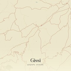 Vintage map of Gissi, Italy.
