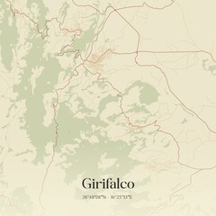 Vintage map of Girifalco, Italy.