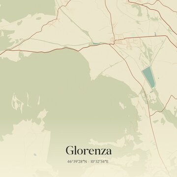 Vintage map of Glorenza, Italy.