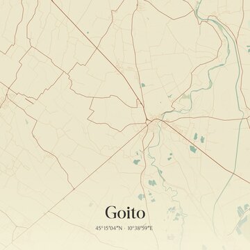 Vintage map of Goito, Italy.