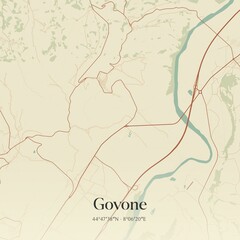 Vintage map of Govone, Italy.