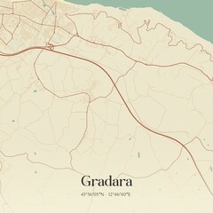 Fototapeta premium Vintage map of Gradara, Italy.
