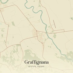 Vintage map of Graffignana, Italy.