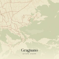 Vintage map of Gragnano, Italy.