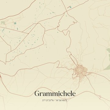 Vintage map of Grammichele, Italy.