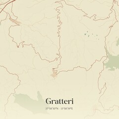 Vintage map of Gratteri, Italy.