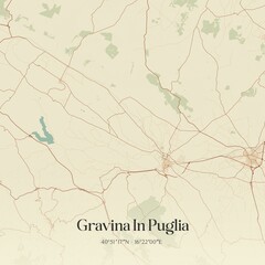 Vintage map of Gravina In Puglia, Italy.