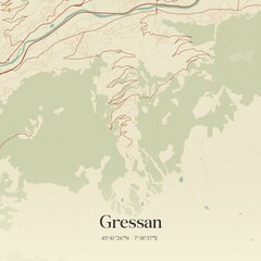 Obraz premium Vintage map of Gressan, Italy.