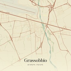 Vintage map of Grassobbio, Italy.