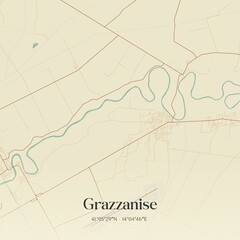 Vintage map of Grazzanise, Italy.
