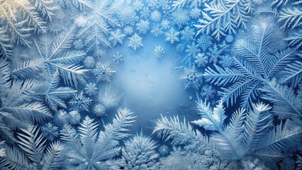 Icy Frosty Window Pattern with Swirling Snowflakes and Twinkling Ice Crystals, Decoration, Snowflakes,  Decoration, Snowflakes