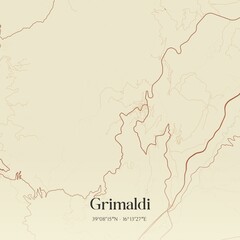 Vintage map of Grimaldi, Italy.