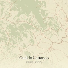 Vintage map of Gualdo Cattaneo, Italy.