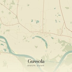 Vintage map of Gussola, Italy.